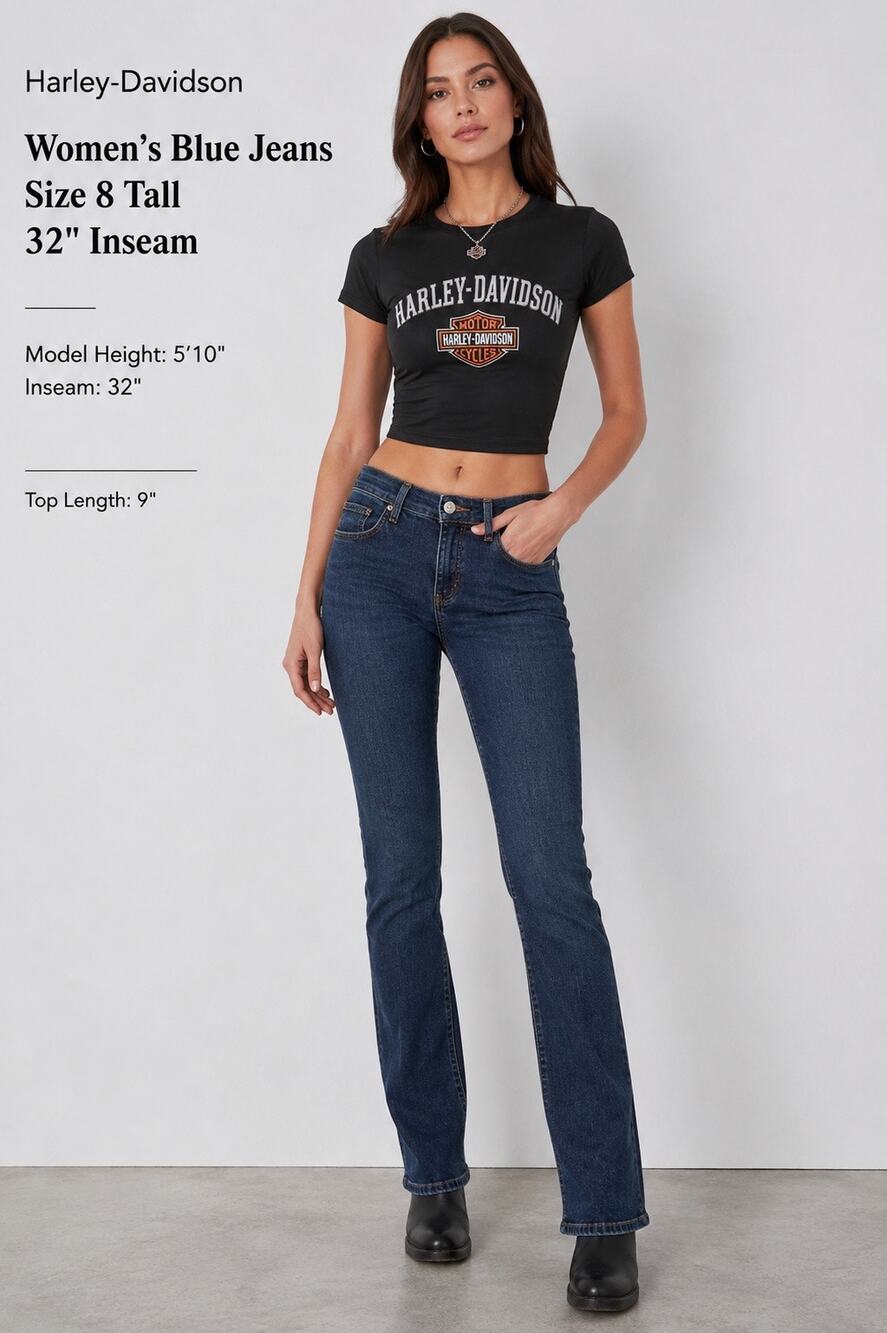 Harley-Davidson Women’s Jeans Size 4 Bootcut Stretch Blue Denim Moto Y2K